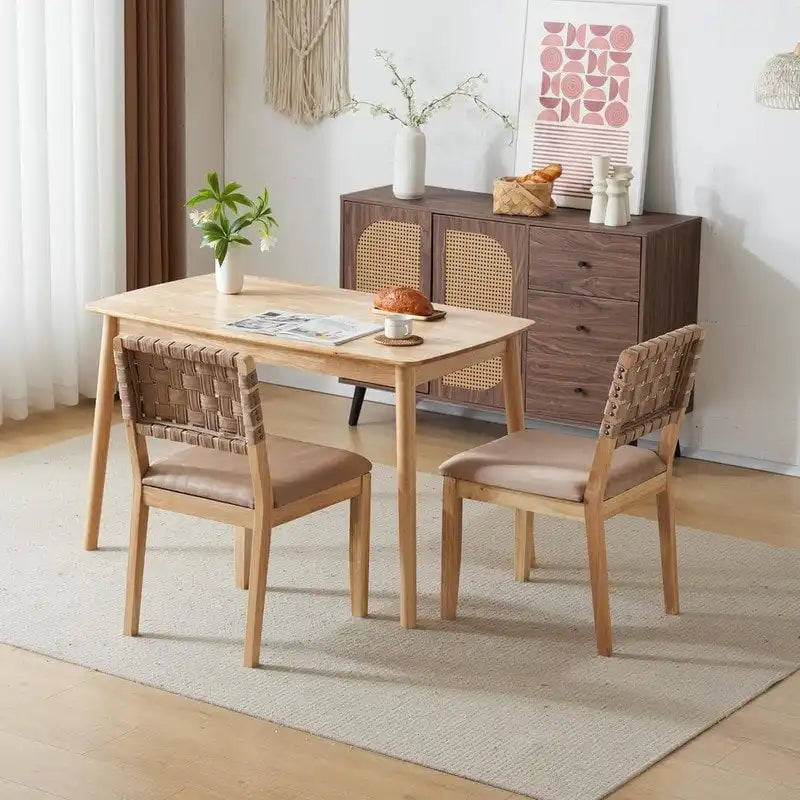 Chaises de salle à manger en bois de style Mid-Century Modern - Lot de 2