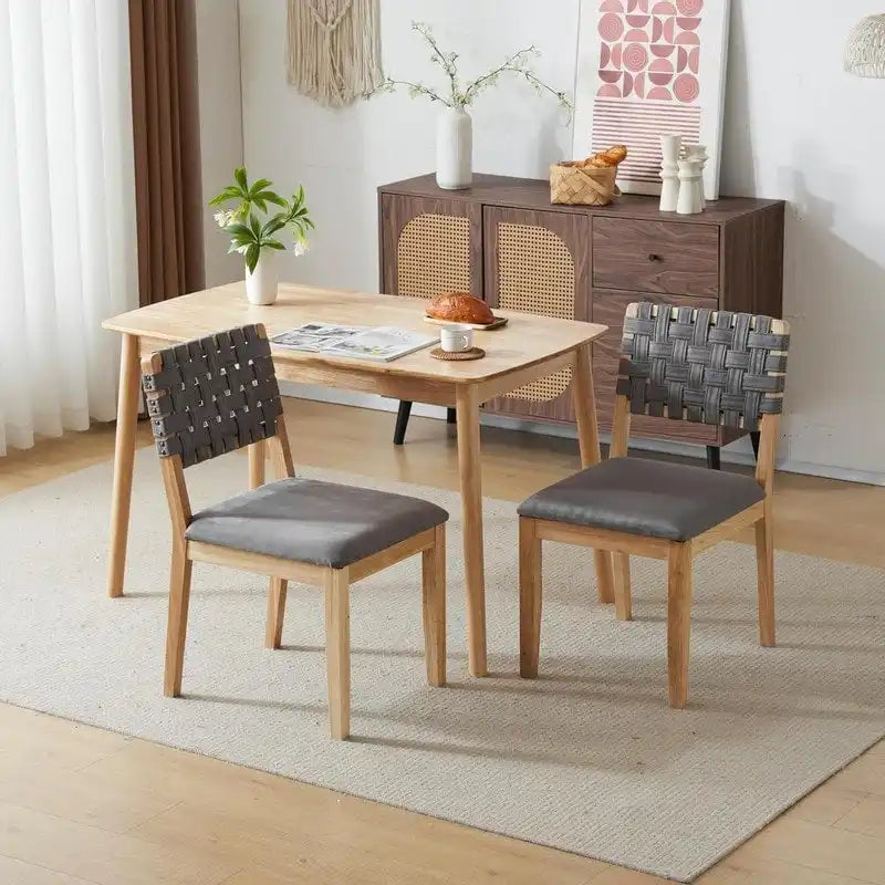 Chaises de salle à manger en bois de style Mid-Century Modern - Lot de 2