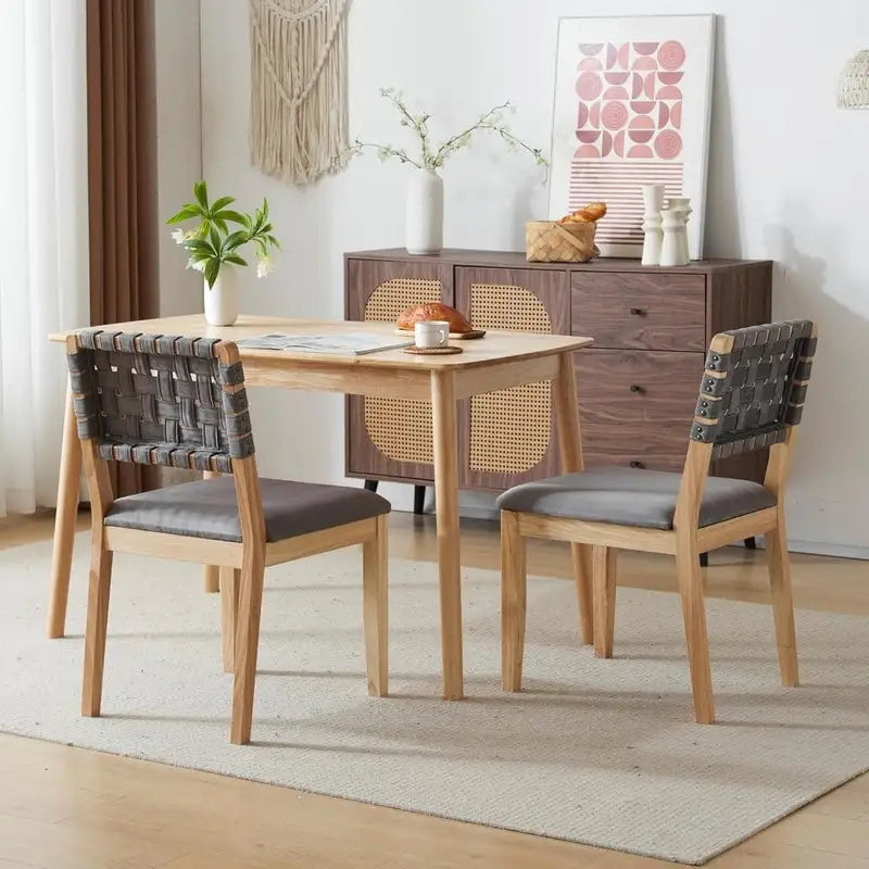 Chaises de salle à manger en bois de style Mid-Century Modern - Lot de 2