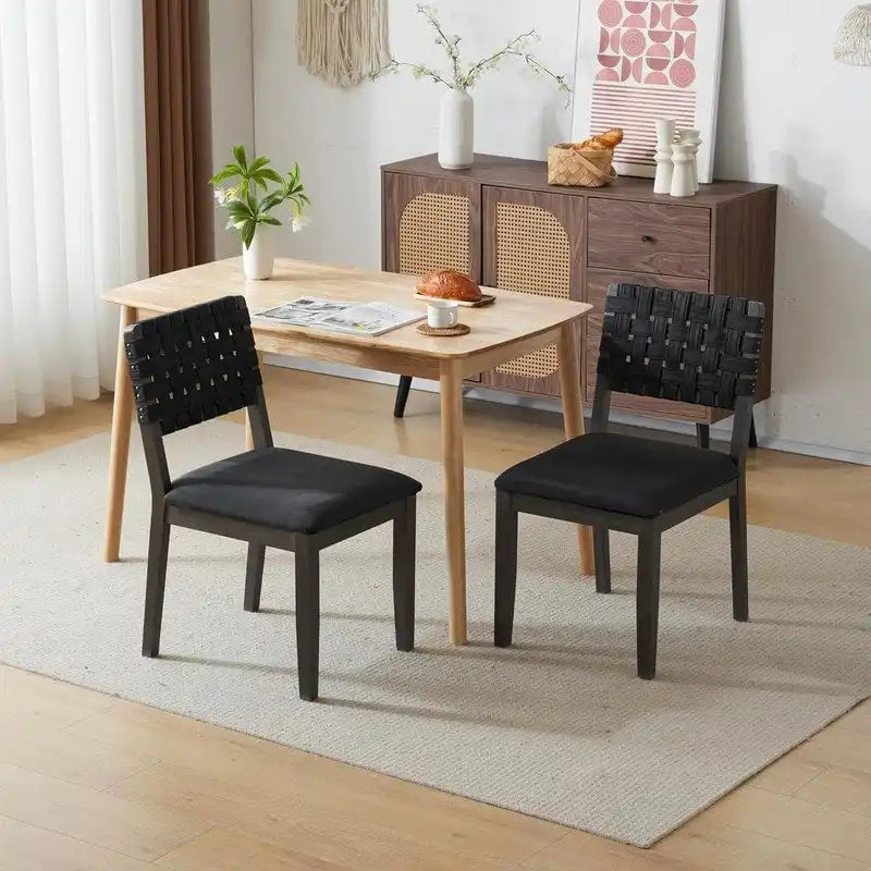 Chaises de salle à manger en bois de style Mid-Century Modern - Lot de 2