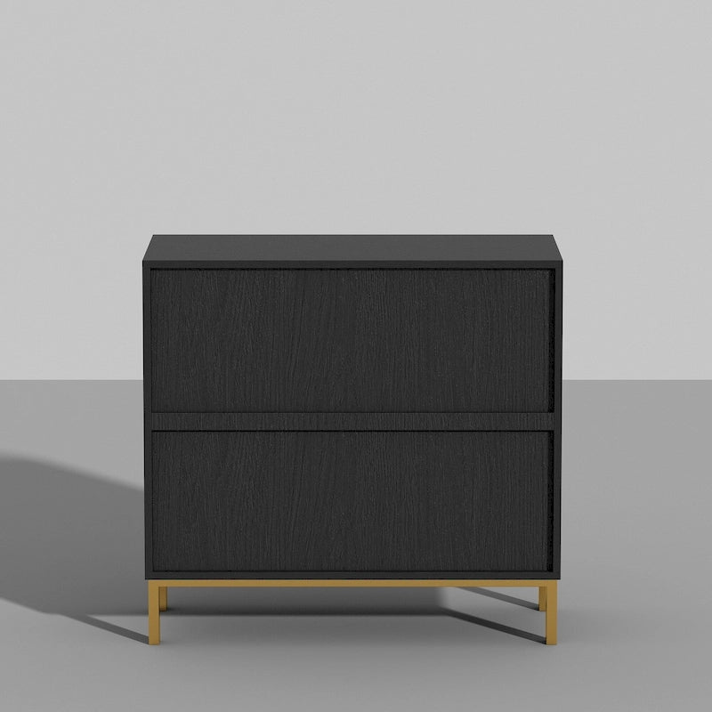 Table de chevet en bois de 31,5 W x 29,7 H avec 3 tiroirs, table d'appoint, commode noire