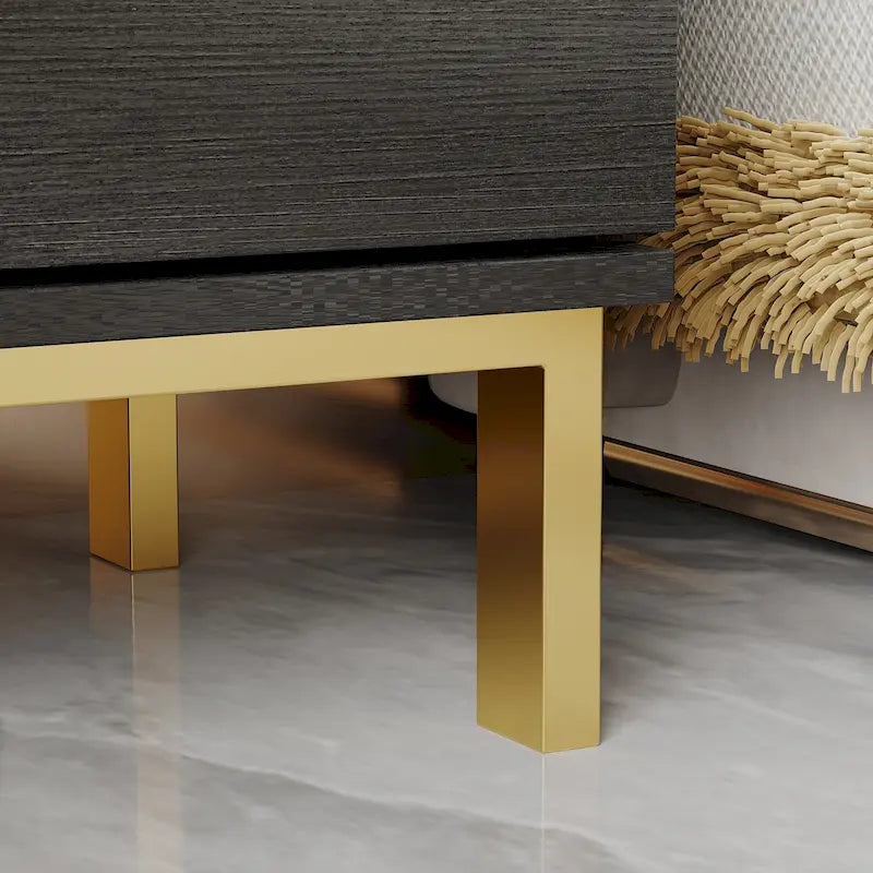 Table de chevet en bois de 31,5 W x 29,7 H avec 3 tiroirs, table d'appoint, commode noire