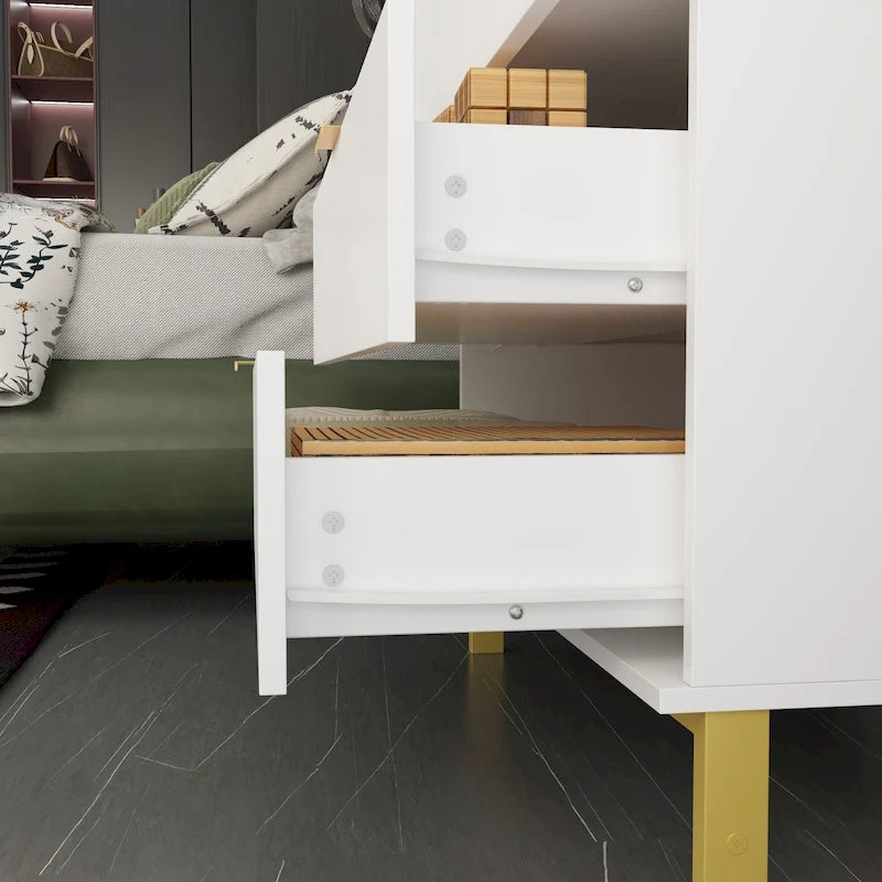 Table de chevet en bois de 31,5 W x 29,7 H avec 3 tiroirs, table d'appoint, commode noire
