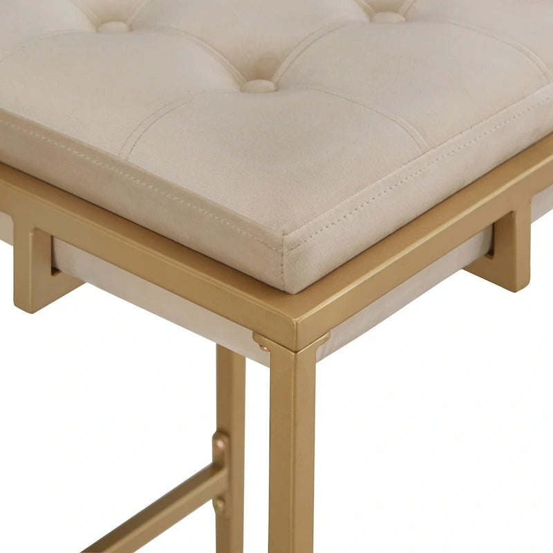 Tabourets de bar capitonnés en velours finition or, lot de 2