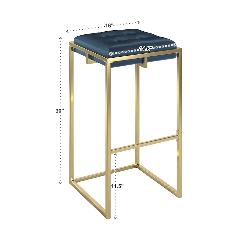 Tabourets de bar capitonnés en velours finition or, lot de 2