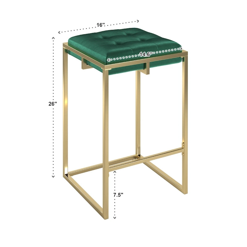 Tabourets de bar capitonnés en velours finition or, lot de 2
