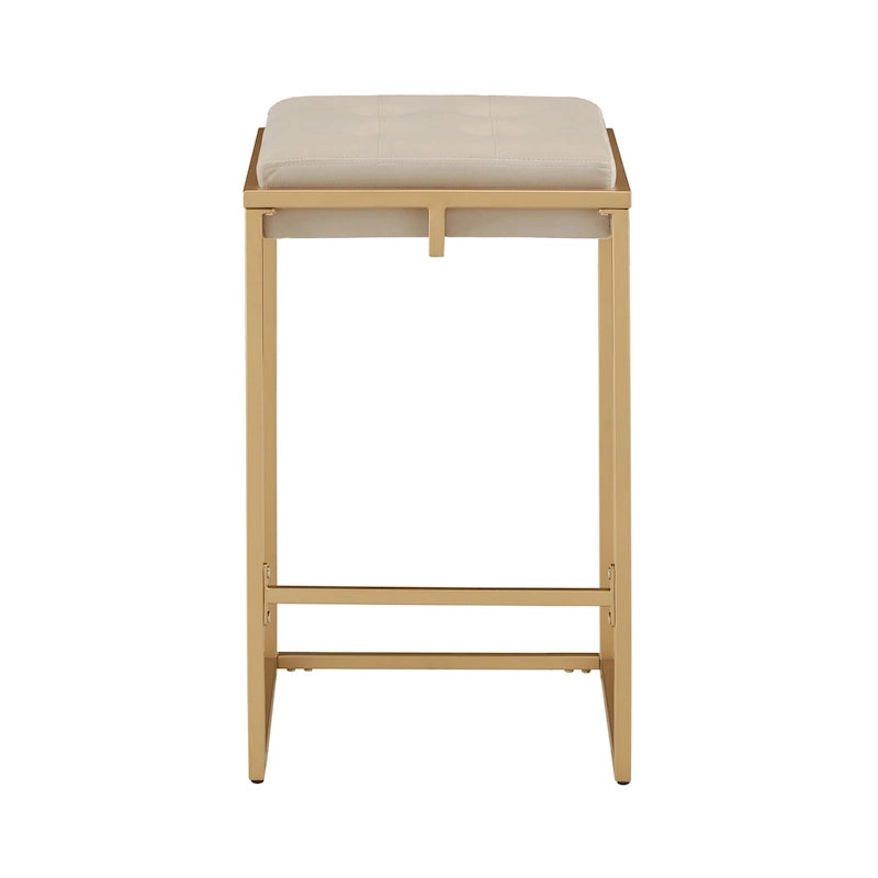 Tabourets de bar capitonnés en velours finition or, lot de 2