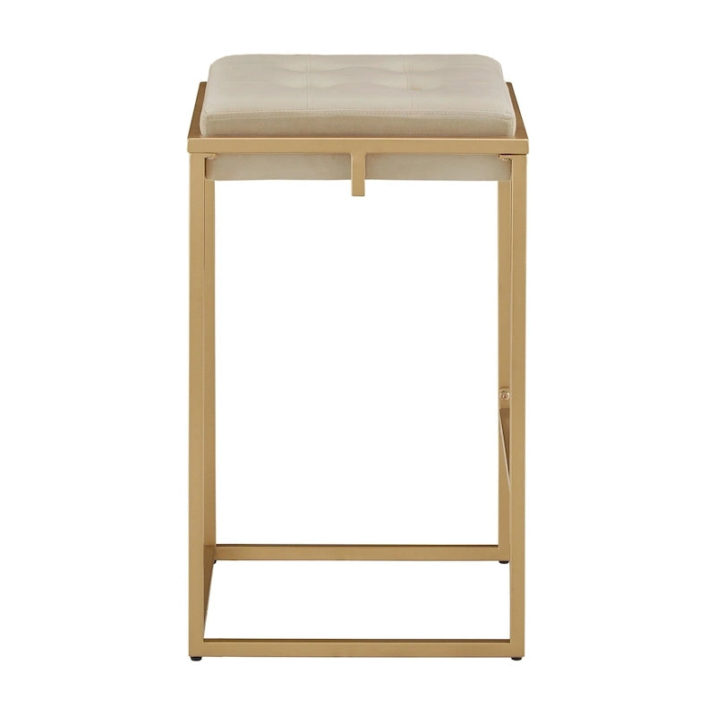 Tabourets de bar capitonnés en velours finition or, lot de 2
