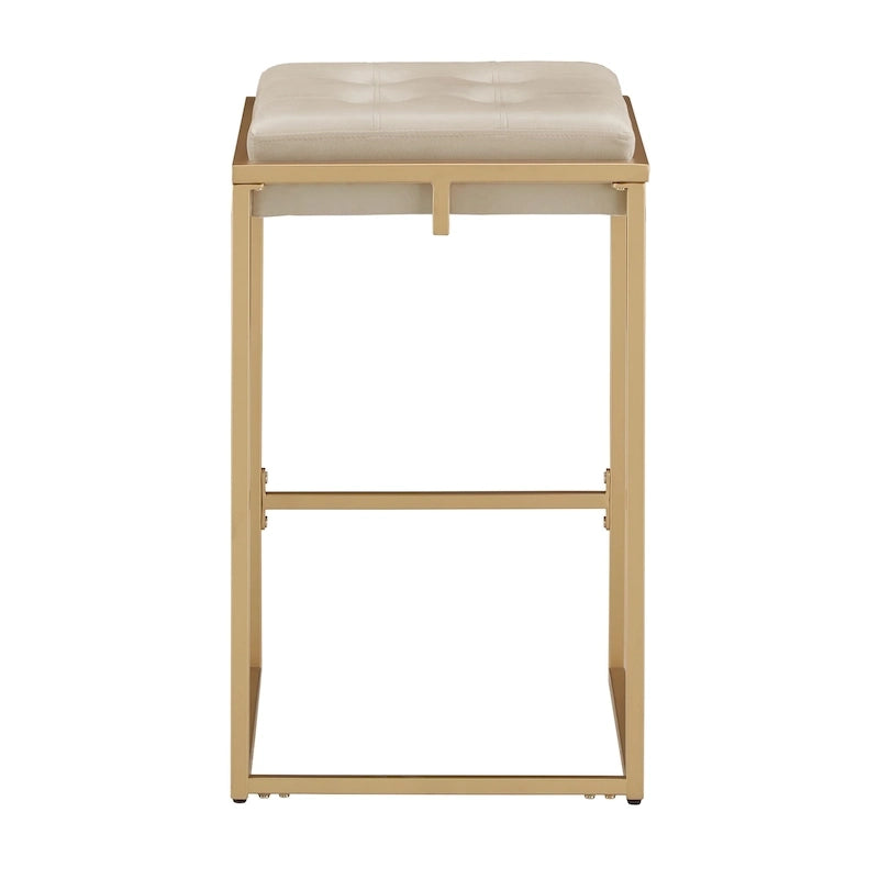 Tabourets de bar capitonnés en velours finition or, lot de 2