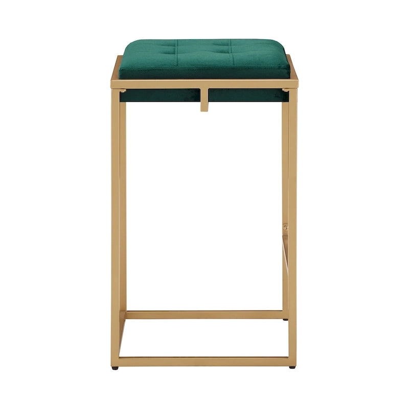 Tabourets de bar capitonnés en velours finition or, lot de 2