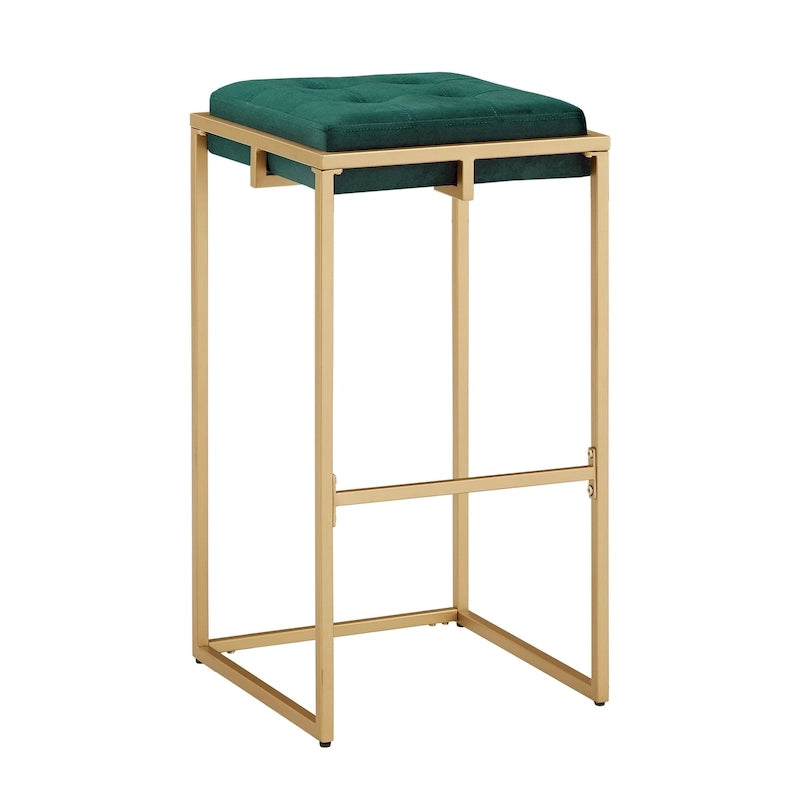 Tabourets de bar capitonnés en velours finition or, lot de 2
