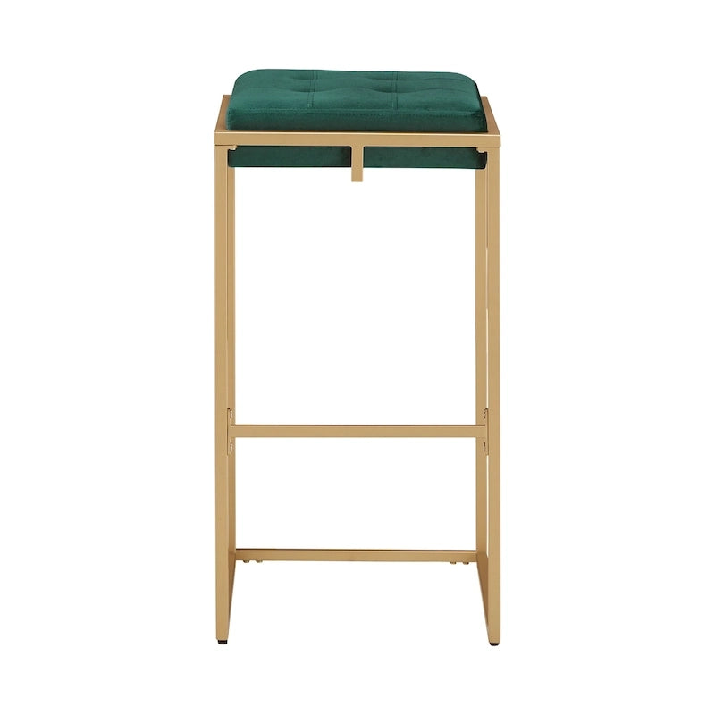 Tabourets de bar capitonnés en velours finition or, lot de 2