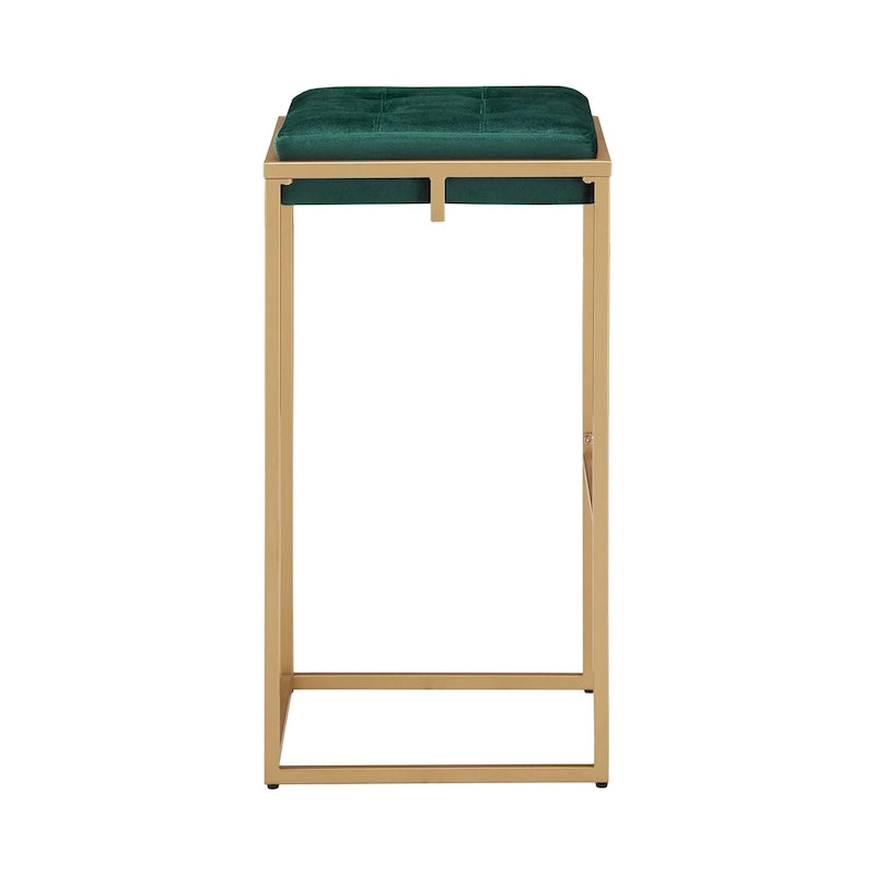 Tabourets de bar capitonnés en velours finition or, lot de 2