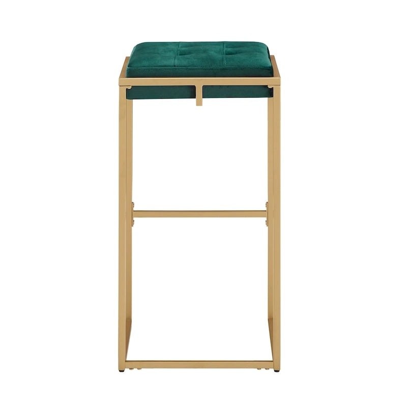 Tabourets de bar capitonnés en velours finition or, lot de 2
