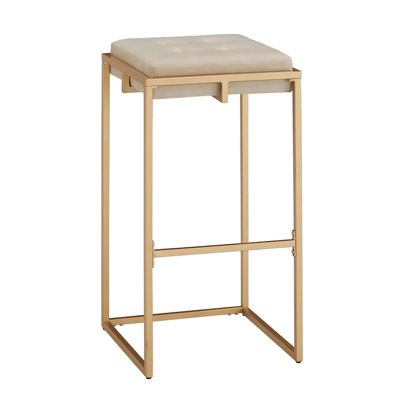 Tabourets de bar capitonnés en velours finition or, lot de 2