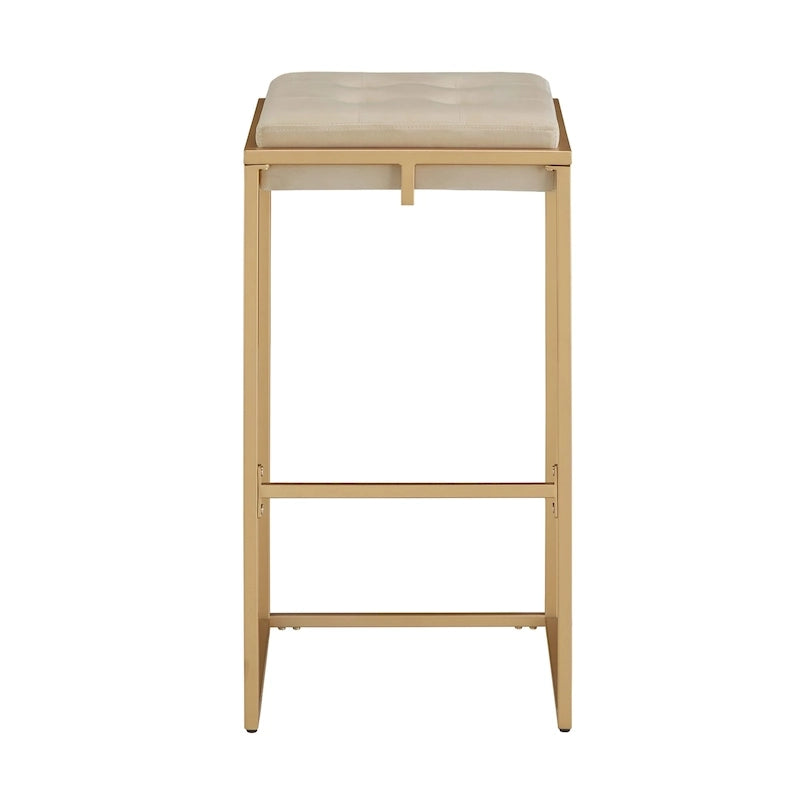 Tabourets de bar capitonnés en velours finition or, lot de 2