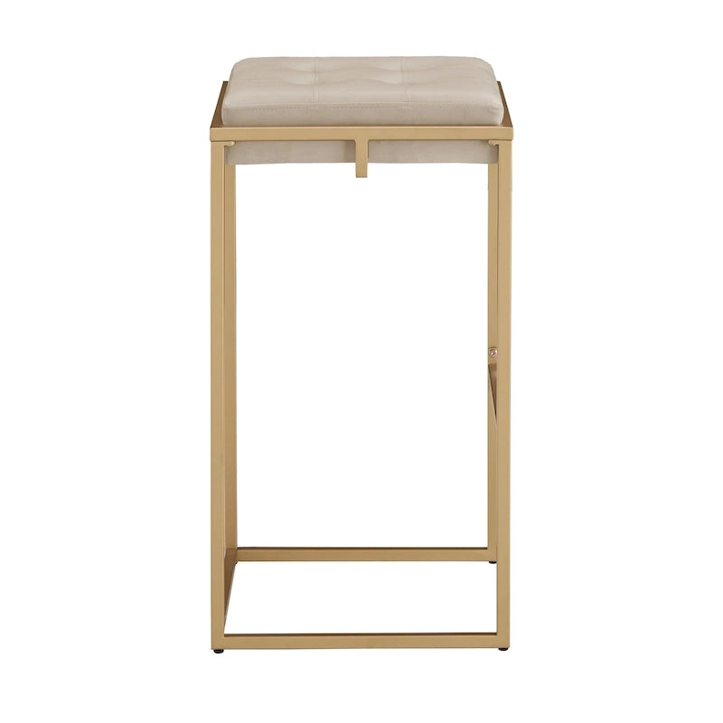 Tabourets de bar capitonnés en velours finition or, lot de 2