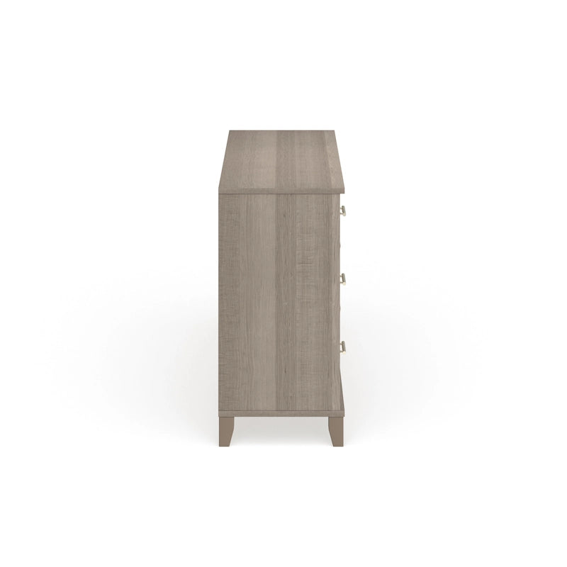 Commode grise texturée à grain de bois de style transitionnel