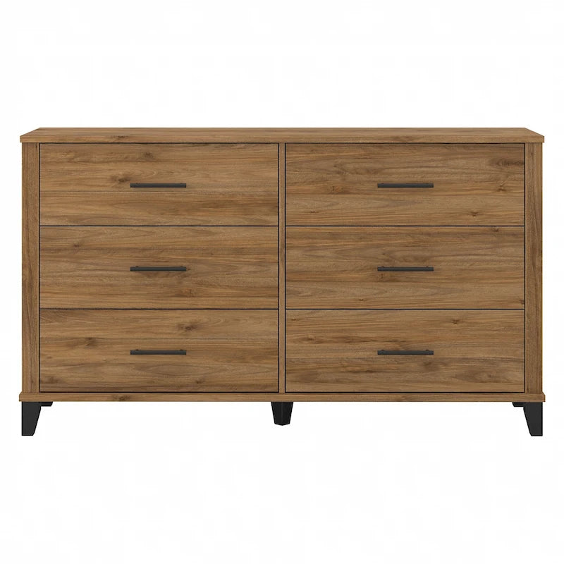 Commode grise texturée à grain de bois de style transitionnel