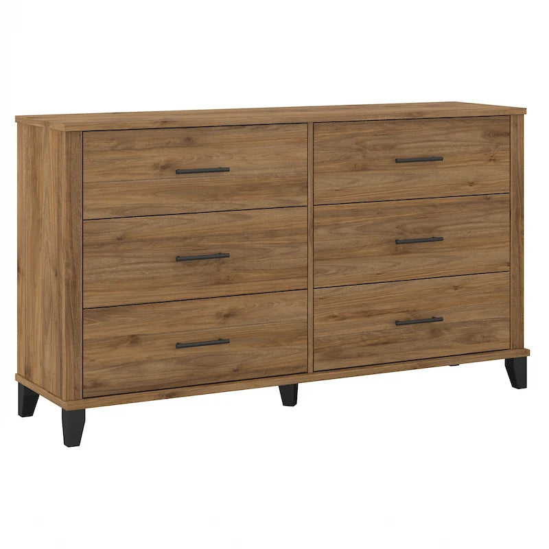 Commode grise texturée à grain de bois de style transitionnel