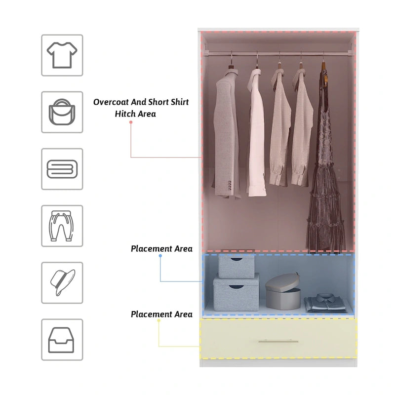 Armoire penderie 31,5L x 66,9H pour chambre à coucher, gain de place