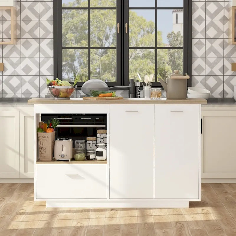 Buffet de cuisine, îlot de rangement, table extensible, table de bar