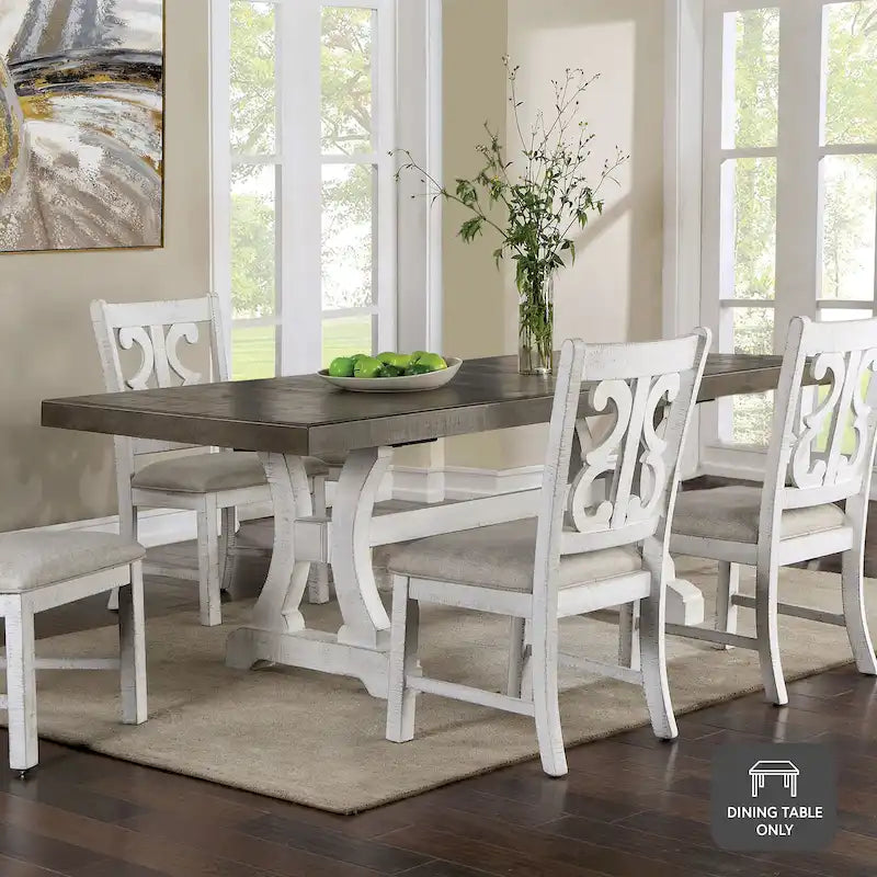 Table à manger extensible en bois blanc de 86 pouces