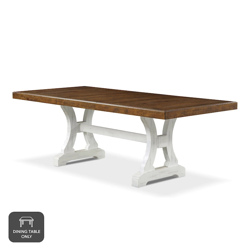 Table à manger extensible en bois blanc de 86 pouces
