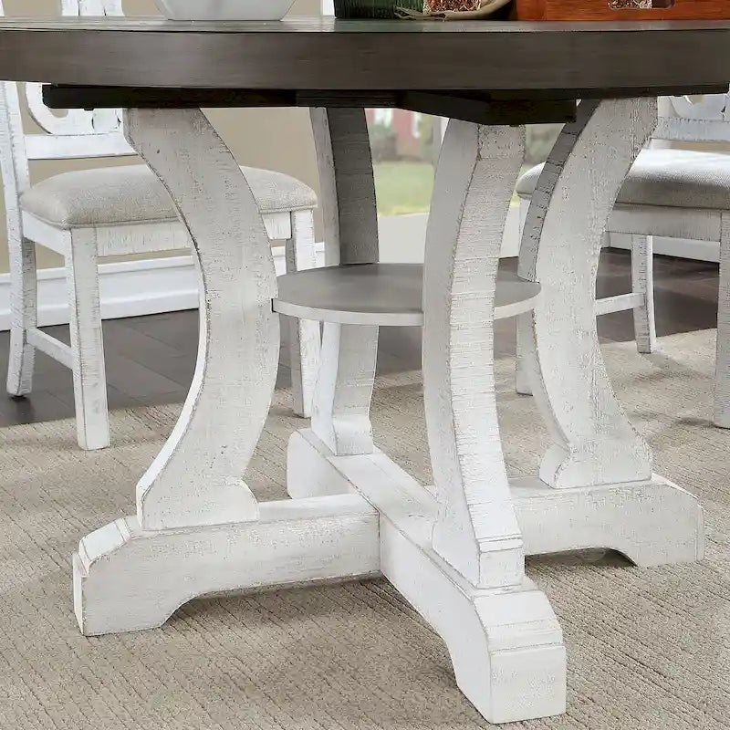 Table à manger ronde en bois de 54 pouces style ferme