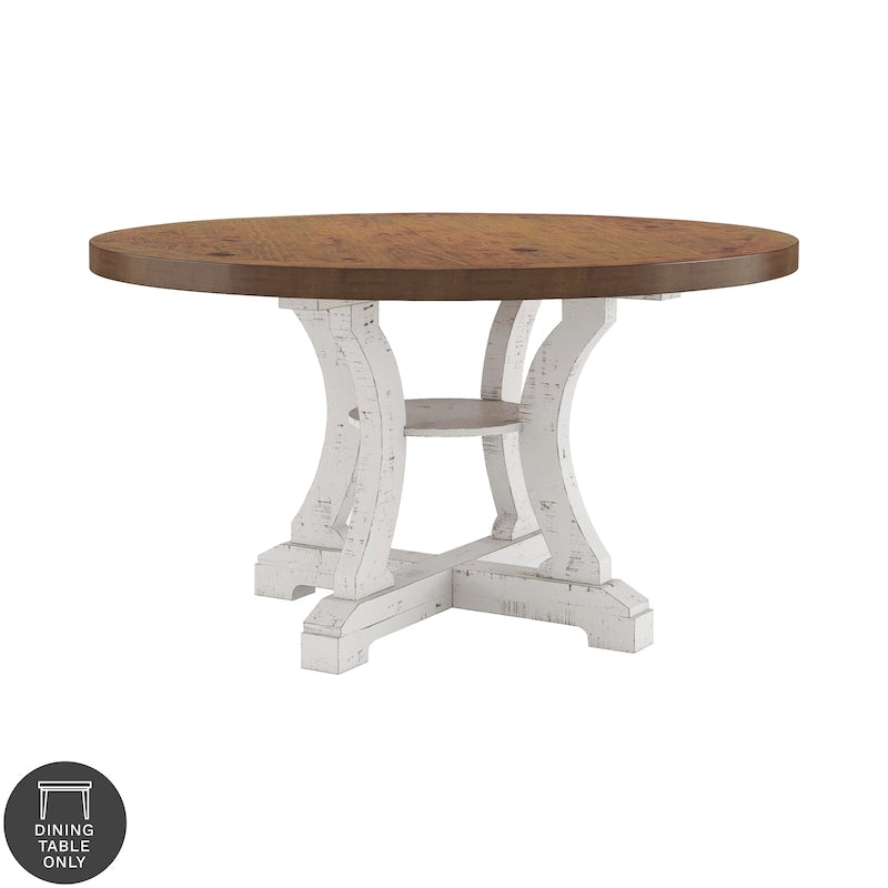 Table à manger ronde en bois de 54 pouces style ferme