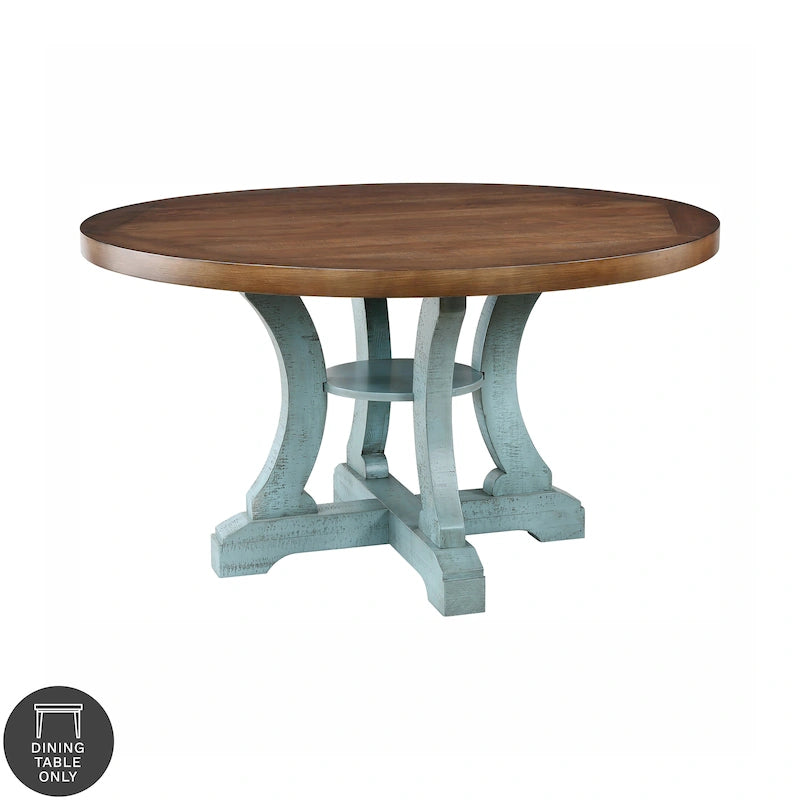 Table à manger ronde en bois de 54 pouces style ferme