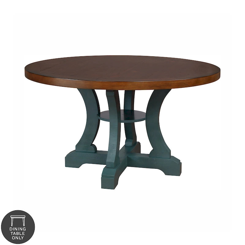 Table à manger ronde en bois de 54 pouces style ferme
