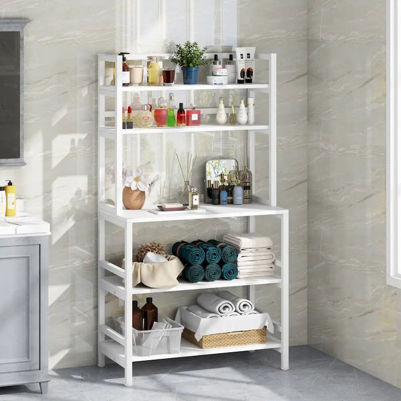 Étagère de cuisine à 5 niveaux, étagère de rangement utilitaire pour four à micro-ondes, desserte à micro-ondes industrielle avec huche