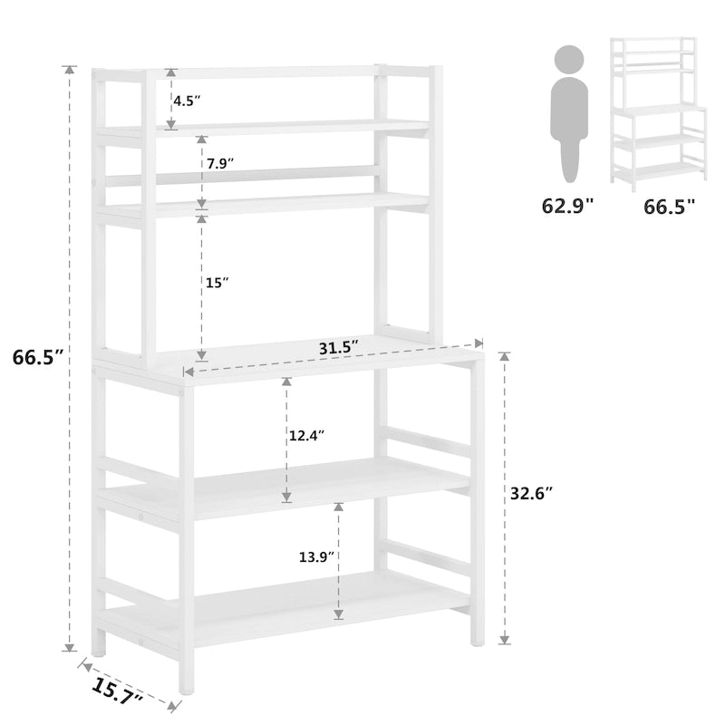 Étagère de cuisine à 5 niveaux, étagère de rangement utilitaire pour four à micro-ondes, desserte à micro-ondes industrielle avec huche