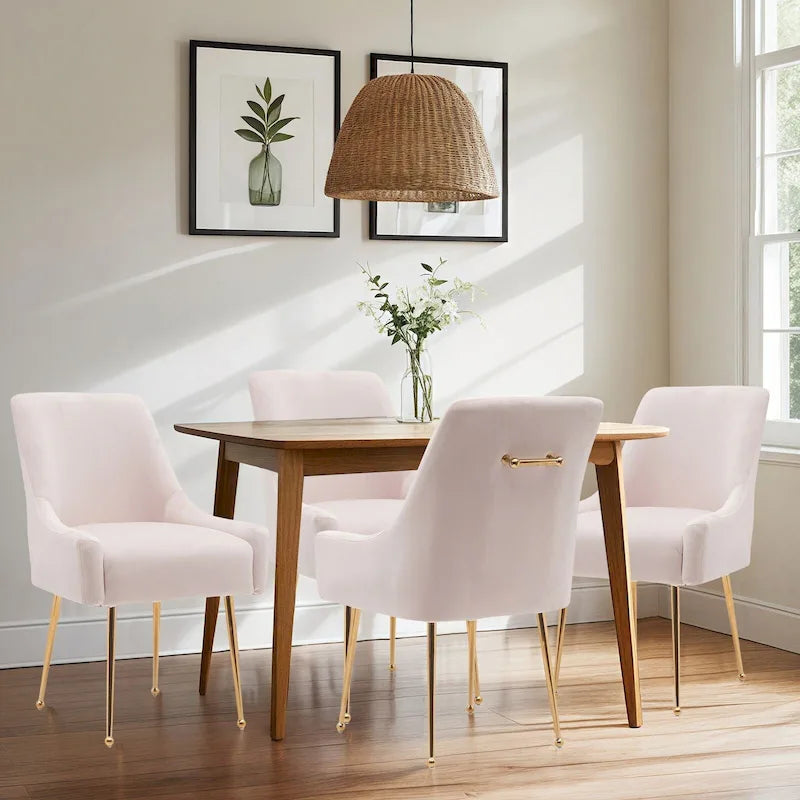 Lot de 2 chaises de salle à manger capitonnées en velours