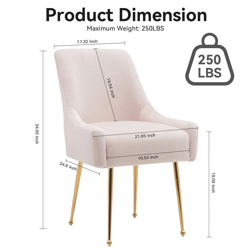 Lot de 2 chaises de salle à manger capitonnées en velours
