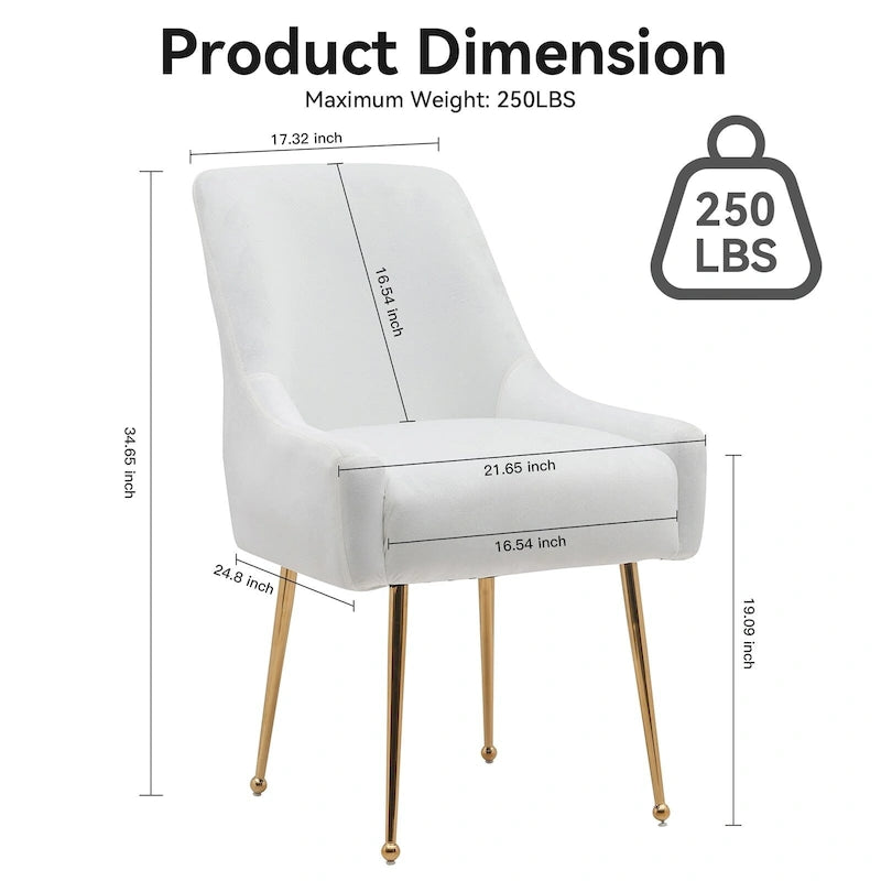 Lot de 2 chaises de salle à manger capitonnées en velours