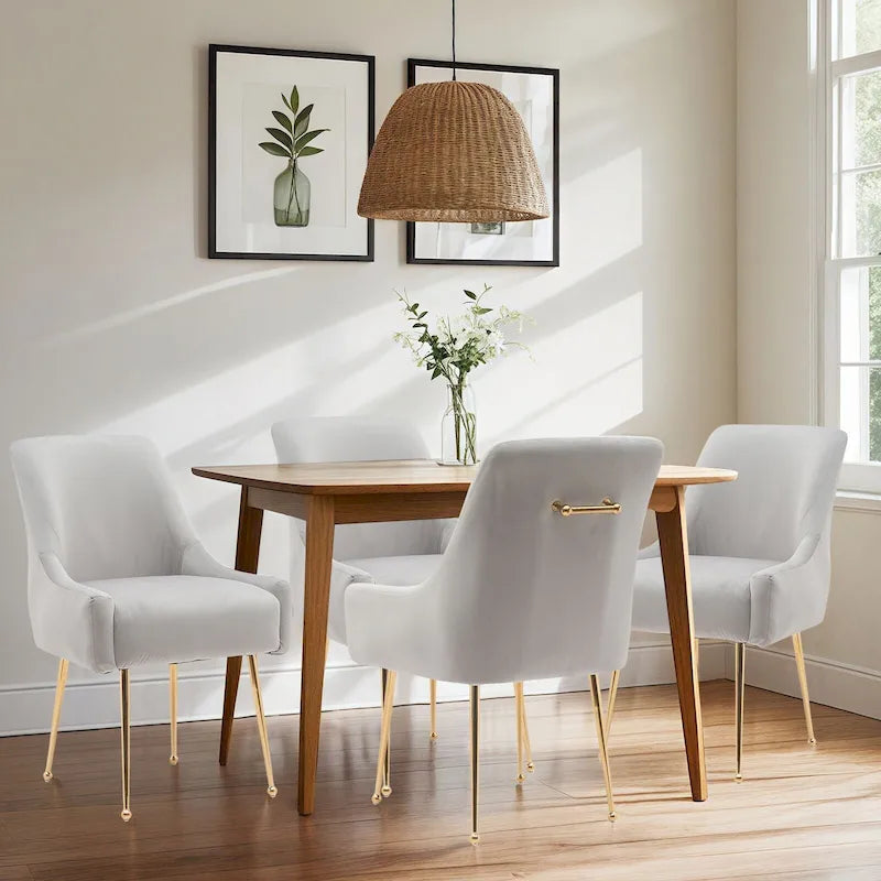 Lot de 2 chaises de salle à manger capitonnées en velours