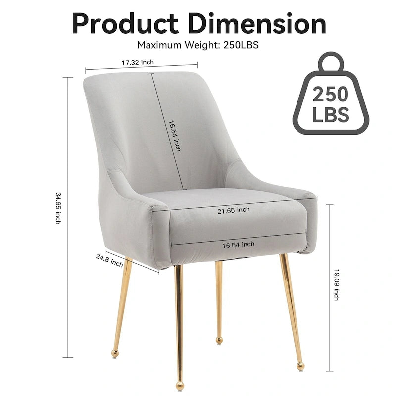 Lot de 2 chaises de salle à manger capitonnées en velours