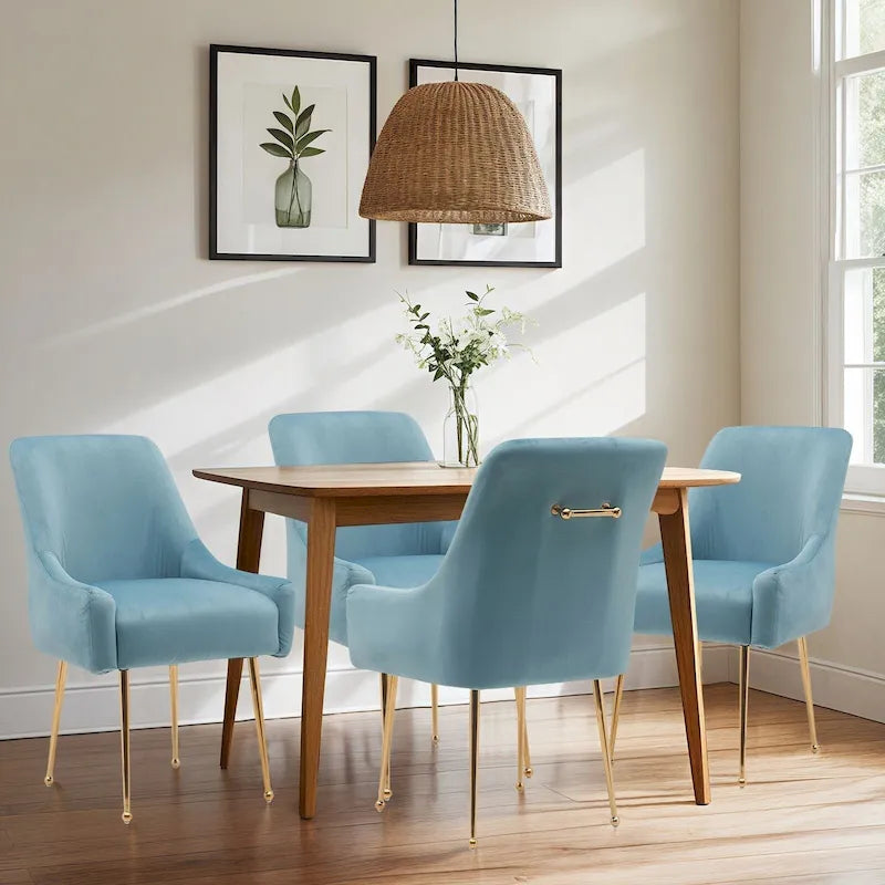 Lot de 2 chaises de salle à manger capitonnées en velours