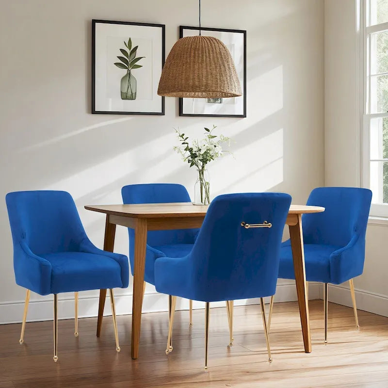 Lot de 2 chaises de salle à manger capitonnées en velours