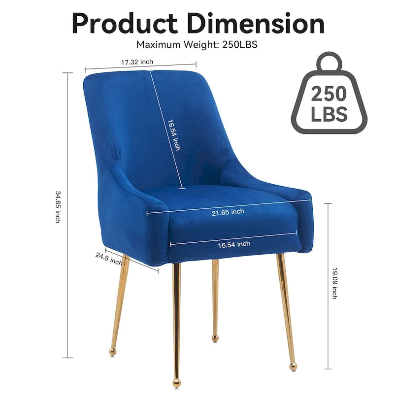 Lot de 2 chaises de salle à manger capitonnées en velours