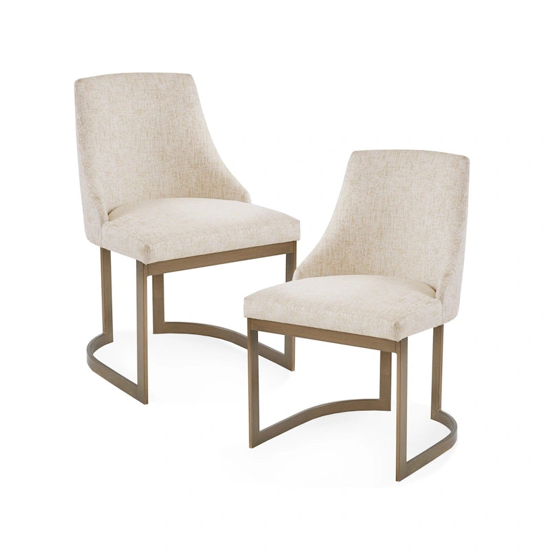 Ensemble de 2 chaises de salle à manger modernes rembourrées avec pieds en bois