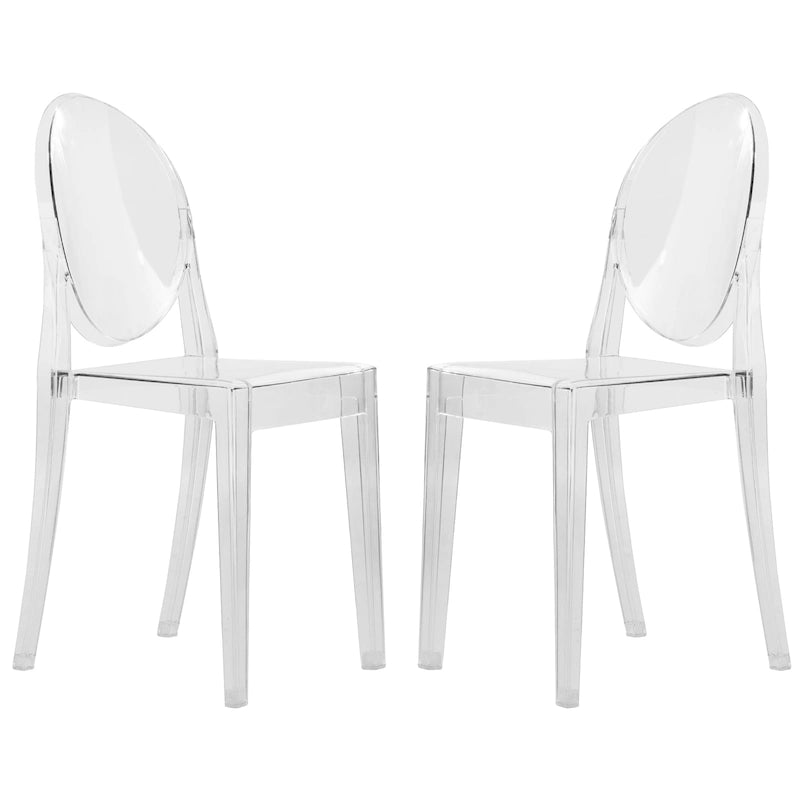Chaise de salle à manger en acrylique moderne transparente empilable sans assemblage