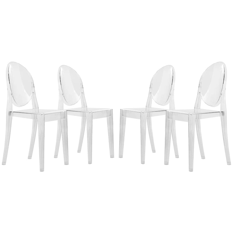 Chaise de salle à manger en acrylique moderne transparente empilable sans assemblage
