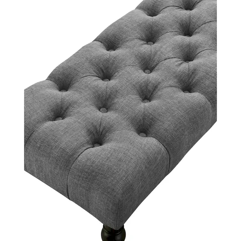 Banc de salle à manger capitonné en tissu couleur naturel avec pieds tournés