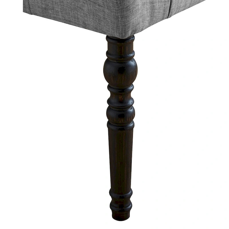 Banc de salle à manger capitonné en tissu couleur naturel avec pieds tournés