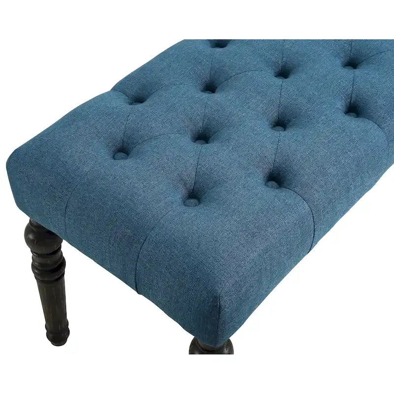 Banc de salle à manger capitonné en tissu couleur naturel avec pieds tournés