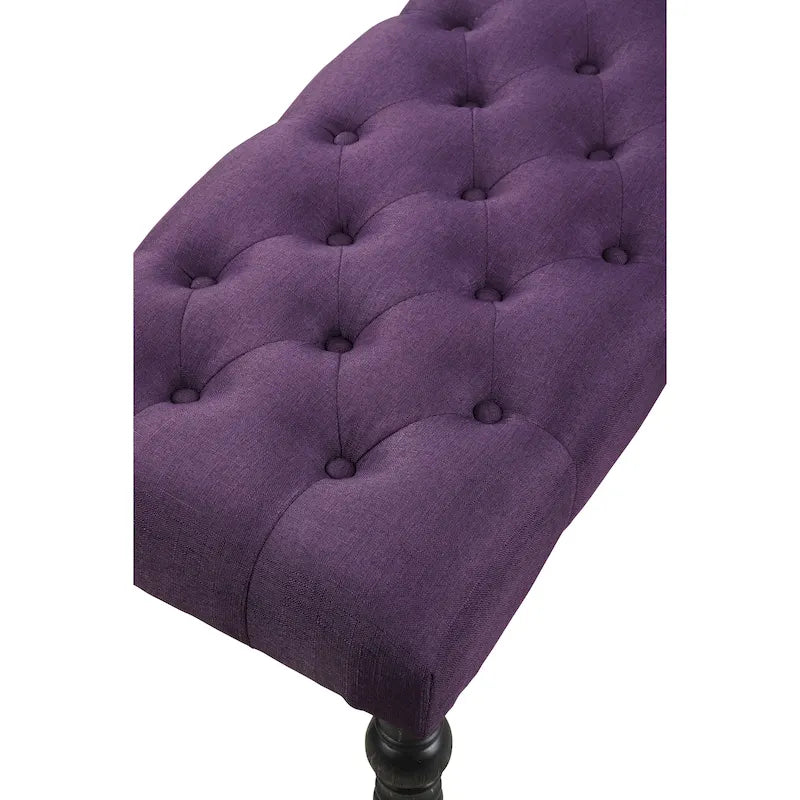 Banc de salle à manger capitonné en tissu couleur naturel avec pieds tournés