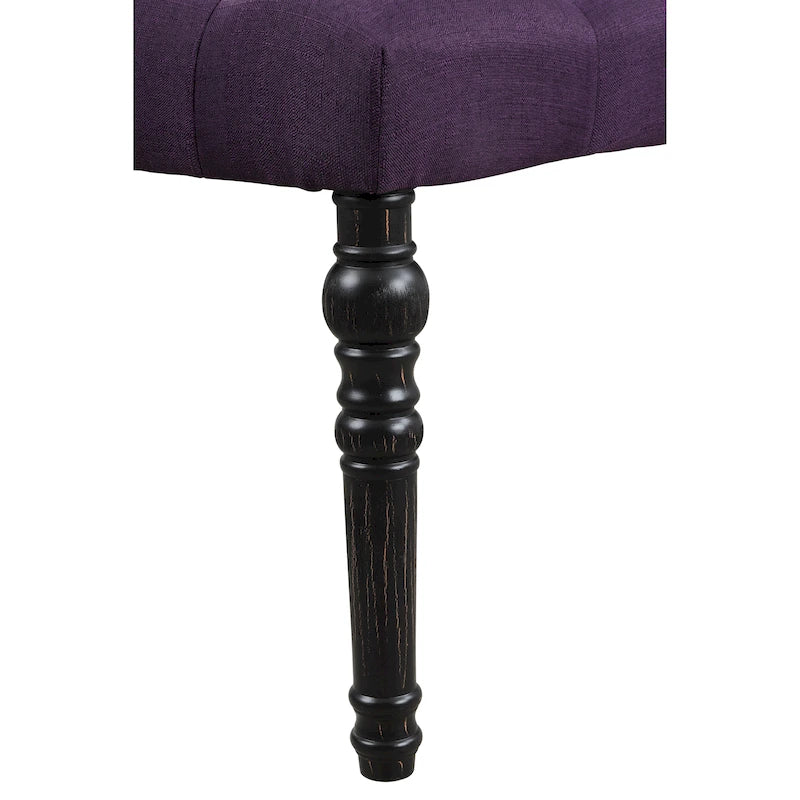 Banc de salle à manger capitonné en tissu couleur naturel avec pieds tournés